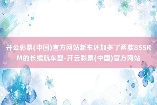 开云彩票(中国)官方网站新车还加多了两款855KM的长续航车型-开云彩票(中国)官方网站