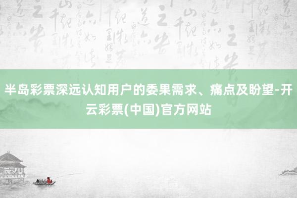 半岛彩票深远认知用户的委果需求、痛点及盼望-开云彩票(中国)官方网站